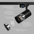 Светильник трековый SOLID KOPER 155 мм d80 220В LED 4000 К 30 Вт IP20 черн. алюм. DENKIRS DK6456-BK