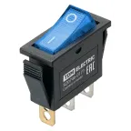 Выключатель клавишный IRS-101N 250В AC/DC, 1P, 15А, (3с), ON-OFF, черный корпус, синяя клавиша с LED подсветкой TDM