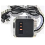 DOMINIC Удлинитель У08K 8 мест 2P+PE 1,5м 3х1,0мм2 16А/250В USB A+C 20Вт черный IEK