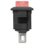 Выключатель клавишный KCD11-101 250В AC/DC, 1P, 3А, (2с), ON-OFF, черный корпус, красная клавиша, Micro TDM