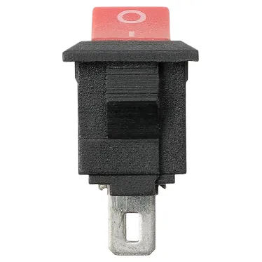 Выключатель клавишный KCD11-101 250В AC/DC, 1P, 3А, (2с), ON-OFF, черный корпус, красная клавиша, Micro TDM