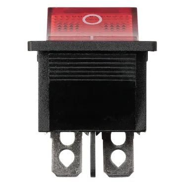 Выключатель клавишный KCD4-201N 250В AC/DC, 2P, 20А, (4с), ON-OFF, черный корпус, красная клавиша с LED подсветкой TDM