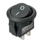 Выключатель клавишный круглый KCD11-101 250В AC/DC, 1P, 3А, (2с), ON-OFF, черный, Micro TDM