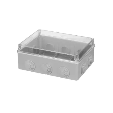 Распаячная коробка ОП 190х140х70мм прозрач. крышка IP55 10 гермовводов инд. штрихкод TDM