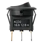 Выключатель клавишный круглый KCD2-101N-2 12В AC/DC, 1P, 16А, (3с), ON-OFF, черный с красной точечной LED подсветкой TDM