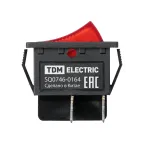 Выключатель клавишный KCD4-201N 250В AC/DC, 2P, 20А, (4с), ON-OFF, черный корпус, красная клавиша с LED подсветкой TDM