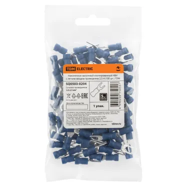 Наконечник вилочный изолированный НВИ с легким вводом проводника 2,5-4 (100 шт.) TDM