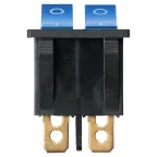 Выключатель двухклавишный KCD3-221N 250В AC/DC, 1P, 15А, (6с), ON-OFF, черный корпус, две синие клавиши с LED подсветкой TDM