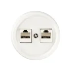 Розетка двойная компьютерная RJ45 белая «Болонь» TDM