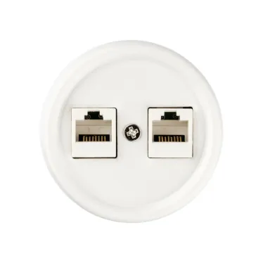 Розетка двойная компьютерная RJ45 белая «Болонь» TDM