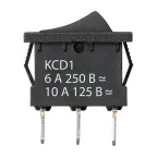 Выключатель клавишный KCD1-102 250В AC/DC, 1P, 6А, (3с), ON-ON, черный, Mini TDM