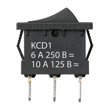Выключатель клавишный KCD1-102 250В AC/DC, 1P, 6А, (3с), ON-ON, черный, Mini TDM