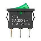 Выключатель клавишный KCD1-101N 250В AC/DC 1P 6А (3с) ON-OFF черный корпус, зеленая клавиша с LED подсветкой, Mini TDM