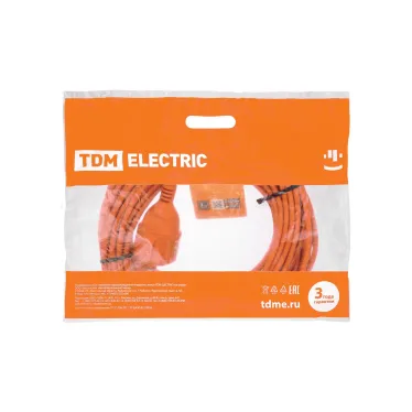Удлинитель-шнур силовой УШз16 TDM (штепс. гнездо 50м ПВС 3х15)