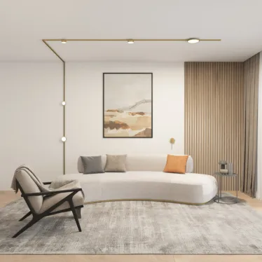 Светильник для трека SHINE FLOW со светодиодом D74хH28 48В DC 6 Вт RA-90 3000 К IP20 сатинированная латунь алюм. DENKIRS DK5761-SB