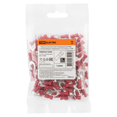 Наконечник вилочный изолированный НВИ с легким вводом проводника 1,5-5 (100 шт.) TDM