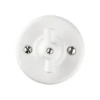 Выключатель фарфоровый поворотный проходной с ручкой (бантик) 10А белый «Болонь» TDM