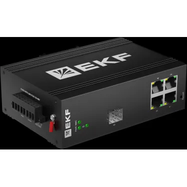 Коммутатор промышленный управляемый уровня L2 ML2-1GX/SFP-4GTP, 1 порт 1000Base-X SFP, 4 порта 10/100/1000Base-T(X) RJ45 c PoE, монтаж на динрейку TSX EKF