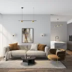 Светильник подвесной ORBIT IP20 7xGU10 LED до 15 Вт черн.+сатинированное зол. алюм. DENKIRS DK4063-BK+SG