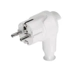                  Вилка угловая c/з белая с кнопкой извлечения из сети 16А 250В TDM
               