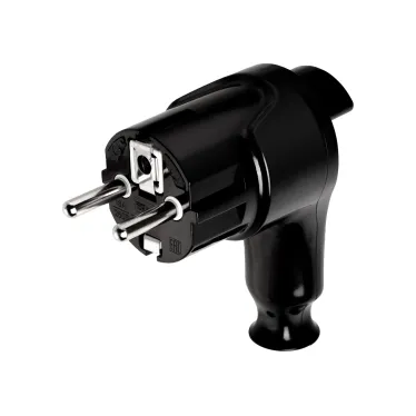 Вилка угловая c/з черная с кнопкой извлечения из сети 16А 250В TDM