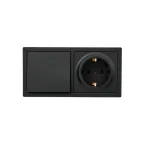                  LETO Выключатель и розетка с заземлением, черный бархат горизонталь Lezard 752-4200-170BAP
               