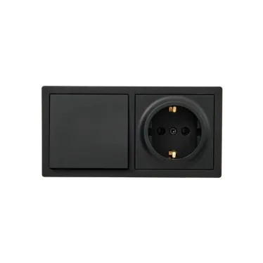 LETO Выключатель и розетка с заземлением, черный бархат горизонталь Lezard 752-4200-170BAP