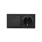 LETO Выключатель проходной и розетка с заземлением, черный бархат горизонталь Lezard 752-4200-170BVP