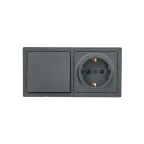                  LETO Выключатель и розетка с заземлением, графит горизонталь Lezard 752-3400-170BAP
               