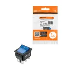 Выключатель клавишный KCD4-202N 250В AC/DC, 2P, 15А, (6с), ON-ON, черный корпус, синяя клавиша с LED подсветкой TDM