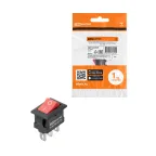 Выключатель клавишный KCD11-102 250В AC/DC, 1P, 3А, (3с), ON-ON, черный корпус, красная клавиша, Micro TDM