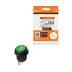 Выключатель клавишный круглый KCD2-101N/FS 250В AC/DC, 1P, 6А, (3с), ON-OFF, черный корпус, зеленая клавиша с LED подсветкой, IP54 TDM