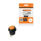 Выключатель клавишный круглый KCD2-101N/FS 250В AC/DC, 1P, 6А, (3с), ON-OFF, черный корпус, желтая клавиша с LED подсветкой, IP54 TDM