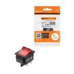 Выключатель клавишный KCD4-201N 250В AC/DC, 2P, 16А, (4с), ON-OFF, черный корпус, красная клавиша с LED подсветкой TDM