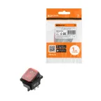 Выключатель клавишный KCD4-201N/HS 250В AC/DC, 2P, 15А, (4с), ON-OFF, черный корпус, красная клавиша с LED подсветкой, IP54 TDM