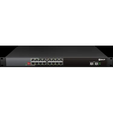 Коммутатор промышленный неуправляемый U-2GX/SFP-16GTP-R, 2 порта 1000Base-X SFP, 16 портов 10/100/1000Base-T(X) RJ45 c PoE, монтаж в 19'' стойку TSX EKF