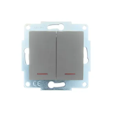 ASTI Выключатель 2-кл. с подсветкой, 10А, механизм, платина Lezard 7081-3588-112