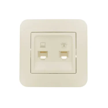 ASTI Розетка компьютер +телефон крем Lezard 7081-0303-143