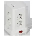 DOMINIC Удлинитель У08K 8 мест 2P+PE 1,5м 3х1,0мм2 16А/250В USB A+C 20Вт белый IEK