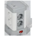 DOMINIC Удлинитель У08K 8 мест 2P+PE 1,5м 3х1,0мм2 16А/250В USB A+C 20Вт серый IEK