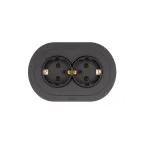                  OSEN Розетка двойная с заземлением 16А, механизм, чёрный бархат, круглая Lezard 744-4200-127B
               