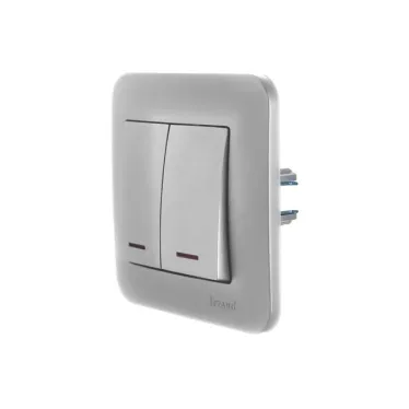 ASTI Выключатель 2-кл. с подсветкой, 10А, платина Lezard 7081-3535-112