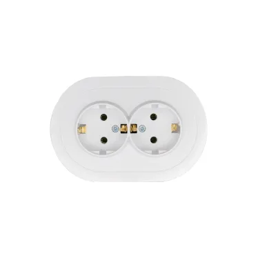 OSEN Розетка двойная с заземлением 16А, механизм, белый, круглая Lezard 744-0200-127B