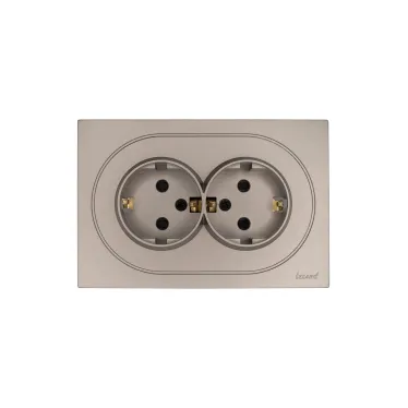 OSEN Розетка двойная с защитой от детей 16А, механизм, титан Lezard 743-3700-127BPCH