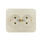 ASTI Розетка двойная с заземлением 16А, крем Lezard 7081-0300-127B