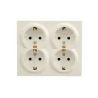 LETO Розетка четверная с заземлением закрытый корпус крем Lezard 752-0300-127BDP