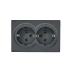 LETO Розетка двойная с заземлением закрытый корпус графит Lezard 752-3400-127B