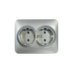 ASTI Розетка двойная с заземлением 16А, платина Lezard 7081-3500-127B