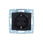 ASTI Розетка с заземлением (16 А) + USB ,механизм, чёрный бархат Lezard 7081-4288-181