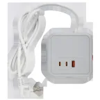 DOMINIC Удлинитель У08K 8 мест 2P+PE 1,5м 3х1,0мм2 16А/250В USB A+C 20Вт серый IEK